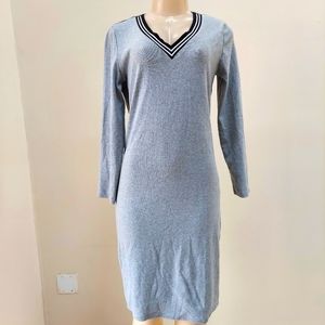 Long Sleeve Heather Gray V-neck bodycon sweater dress